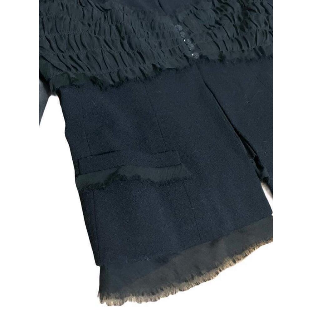 Chanel women's black chiffon trim jeweled wool blazer size 50 - Picture 2 of 13